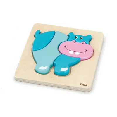 Obrázok produktu pre VIGA Prvé drevené puzzle pre batoľatá Hippo