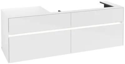 Image de Villeroy & Boch Collaro Meuble sous-lavabo, lavabo à droite, 4 tiroirs, suspendu, avec éclairage, 1600x548x500mm, C030B0DH