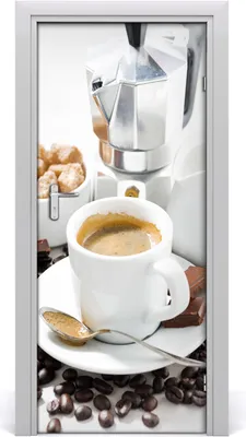 Produktbild von Tulup Türaufkleber 85x205 cm Dekorative Aufkleber Selbstklebend Wasserdichte Tapete Abnehmbar Schlafzimmer Wohnzimmer Wohnkultur - Kaffeetasse
