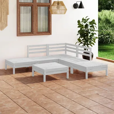 Produktbild von [Home] 6-tlg. Garten-Lounge-Set Massivholz Kiefer Weiß , Neue Mode 2024 im häuslichen Leben