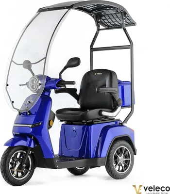 Produktbild von Veleco Turris VELECO TURRIS mit Dach – 3-rädriger Mobilitätsroller – volle LED-Leuchten – kontrastreiches Display – Alarmsystem (Blau)