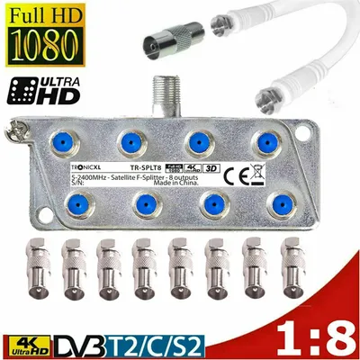 Produktbild von IEC Breitband Kabel Verteiler 8-fach TV Splitter DVB-T Kabelfernsehen DVB-C