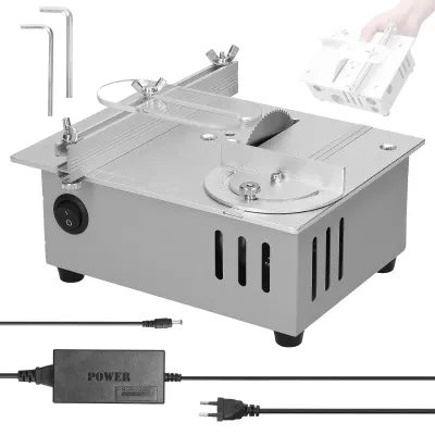 Immagine prodotto di Mini sega circolare da banco - Sega circolare elettrica - 96 W - Altezza regolabile - Per legno - 220–240 V, spina europea - Argento