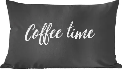 Produktbild von MuchoWow® Zierkissen Sofakissen Wohnzimmer Dekokissen 50x30 cm Sprichwörter - Kaffeezeit - Zitate - Wohnzimmerdekoration - Polster mit Photo