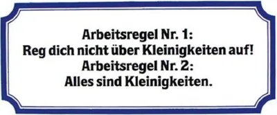 Produktbild von PVC Aufkleber Fun Auto-Applikation Spass-Motive und Sprüche - Arbeitsregel... - 303356 - Gr. ca. 17 x 8 cm