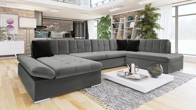 Produktbild von MIRJAN24 Ecksofa Bergen mit Bettkasten, Regulierbare Armlehnen, U-Form Schlafsofa vom Hersteller, Wohnlandschaft (Magic Velvet 2217 + Magic Velvet 2219, Ecksofa: Links)
