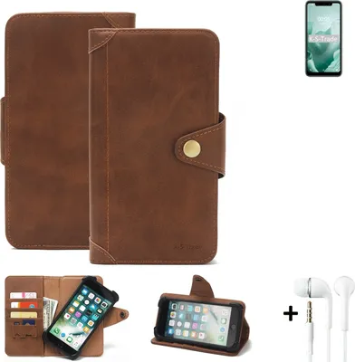 Produktbild von K-S-Trade Handyhülle Schutzhülle kompatibel mit Oukitel C22  Walletcase Bookstyle Schutz Case Hülle Wallet Flipcase Cover PolyurethanBraun inkl. Kopfhörer