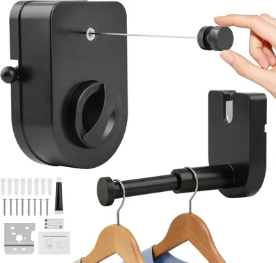Image de Solidchoice - Corde à linge rétractable de 4,2 mètres pour fixation murale