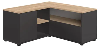Immagine prodotto di Mobile TV angolare a 2 ante - Rovere e decorazione nera - L 90 x P 90 x A 45 cm - SYMBIOSYS