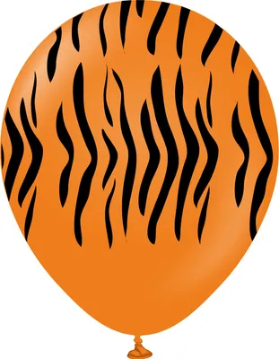 Imagen del producto de Globos de látex naranja con estampado de tigre, diseño de tigre, color naranja, 30 cm de diámetro, paquete de 25 unidades.