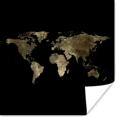 Produktbild von MuchoWow® Poster Weltkarte - Luxus - Gold 30x30 cm - Wandposter - Printing