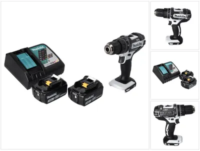 Produktbild von Makita DHP 482 RF W Akku Schlagbohrschrauber 18 V 62 Nm + 2x Akku 3,0 Ah + Ladegerät