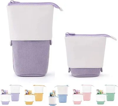 Image de Trousse à crayons en céramique 2 en 1, télescopique, violette, pour filles et enfants