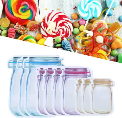 Produktbild von Versiegelnde Reißverschlusstasche, wiederverwendbar, tragbar, zum Lebensmittelsparen, Aufbewahrungsbeutel, für Snacks, mit Reißverschluss (#3, 3 Stück, L, 4 Stück, S)