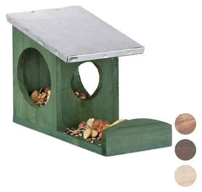 Immagine prodotto di Casetta per scoiattoli mangiatoia - Legno naturale - Verde - 18 x 12 x 25 cm - Per balcone e giardino