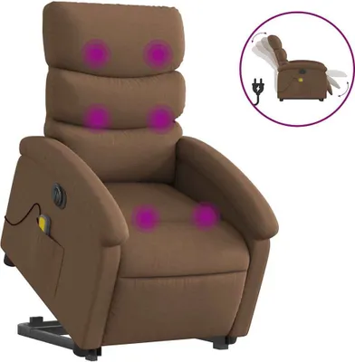 Produktbild von vidaXL Elektrischer Massagesessel mit Aufstehhilfe Braun Stoff