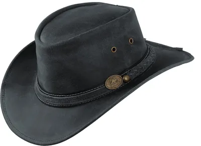 A black cowboy hat on a white background.