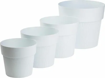 Produktbild von HowHomely | Pflanzentöpfe - Blumentöpfe - weiß - 4er Set - Blumenkübel - Übertöpfe - Rillentopf