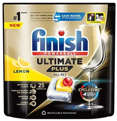 Produktbild von Tablety tun myček Finish Ultimate Plus All in 1 Zitrone, 25 ks