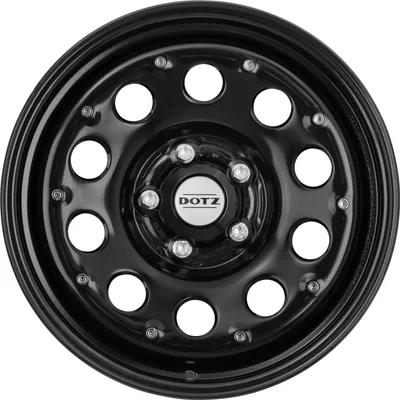 A black DOTZ wheel rim is shown against a white background.