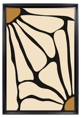 Image de Tableau mural encadré feuille abstraite graphique 40x60 cm, Tableau mural moderne pour décoration intérieure