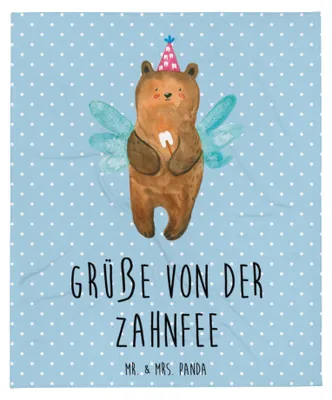 Produktbild von Mr. & Mrs. Panda Tagesdecke Bär Zahnfee - Blau Pastell - Geschenk, Erster Zahn, Winterdecke, Teddy, Milchzahn, Plaid, Decke, Fee, Kuschelige, Wohndecke