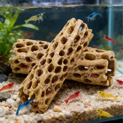 Produktbild von Aquarium Höhle Baumstamm Versteck 2er Set 14 cm Harz