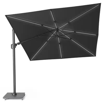 Produktbild von Sonnenschirm mit LED Beleuchtung Challenger T² Glow Premiumㅤ3.0 x 3.0 Meter 4 Faded Black | Anthrazit