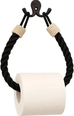 Image de Porte-rouleau de papier toilette mural en jute, style rétro, bleu