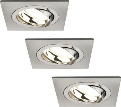 Produktbild von Ledvion 3er Set LED Einbaustrahler Edelstahl 3W dimmbar Warmweiss