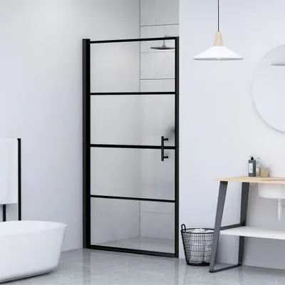Produktbild von "im Angebot" Duschtür 81x195 cm Halbmatt Hartglas Schwarz - Duschabtrennungen CC1003