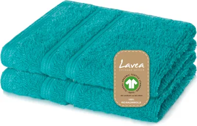 Produktbild von Lavea® 6er Set Seiftuch 30x30 cm, Seiftücher Bali & Waschlappen Frottee aus Baumwolle, pflegeleichtes Handtuch-Set, 100% GOTS Baumwolle, Frottier, Ozeanblau