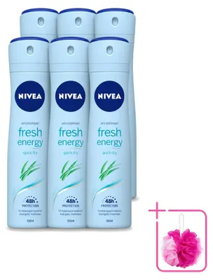Obrázok produktu pre 6 kusov deodorantu Nivea Fresh Energy vo spreji - 150 ml - balenie