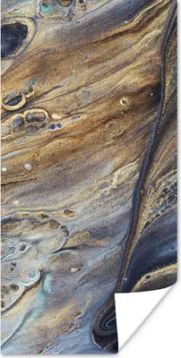 Produktbild von MuchoWow® Poster Marmor - Gold - Aquarell - Textur - Marmoroptik 60x120 cm - Wandschmuck