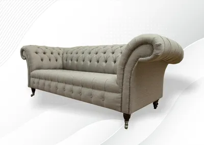Produktbild von Wohnzimmer Möbel Stoff Textil Dreisitzer Sofa Couch Polster Taupe Chesterfield
