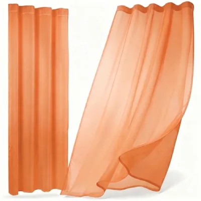 Produktbild von Transparente Gardine Dolly, wählbar mit Kräusel- und Ösen- Aufhängung, Größe und Farbe wählbar,290x250cm,Orange
