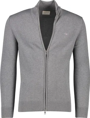 Produktbild von GANT Herren Weste Grau aus reiner Baumwolle mit Reißverschluss, Uni-Design
