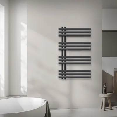 Produktbild von LuxeBath Iron EM Design Badheizkörper - 600 x 1000 mm - Anthrazit - Designheizkörper Paneelheizkörper Heizkörper Handtuchwärmer, ohne Heizstab
