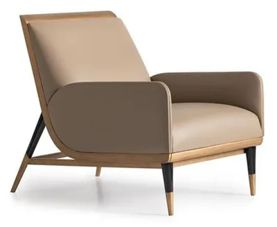 Produktbild von Sessel Einsitzer Sitzer Luxus Clubsessel Beige Kunstleder Wohnzimmer
