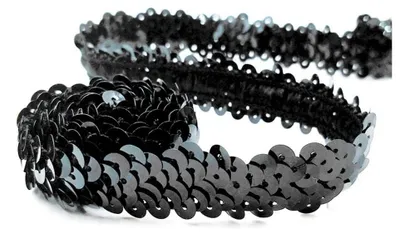 Paillettenband elastisch 2 cm breit, 9,1 m, schwarz, DIY-Nähen