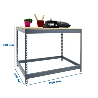 Produktbild von Simonrack Werkbank SIMONWORK BASIC 1 grau 210,0 x 45,0 x 90,0 cm