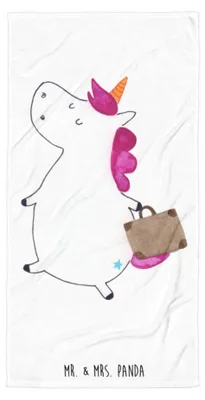 Produktbild von Mr. & Mrs. Panda Handtuch Einhorn Koffer - Weiß - Geschenk, Einhörner, Strandlaken, Duschhandtuch, Badehandtuch, Großes, Witzig, Unicorn, Abenteuer, Strandtuch, Spaß