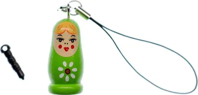 Produktbild von Matroschka Babuschka Handyanhänger Anhänger russische Puppe Holz Bell grün