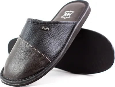 Produktbild von Leder Pantoletten Herren Hausschuhe Lederpantoffeln Echtleder Pantoffeln  42