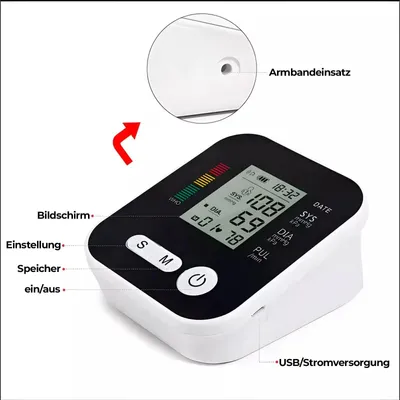 Produktbild von Elektronisches Handgelenk-Blutdruckmessgerät, digital, wiederaufladbar, mit Sprachfunktion, Manschette 13,5–23,5 cm