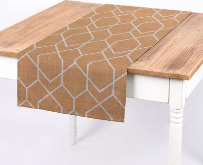 Produktbild von SCHÖNER LEBEN. Tischläufer Geometrie Sechseck gelb beige 40x160cm