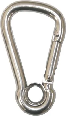 Produktbild von Karabinerhaken Ø 8 x 80 mm asymmetrisch mit Kausche aus Edelstahl V4A