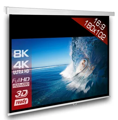 Produktbild von 16:9 Slenderline Heimkino Beamer Rolloleinwand 180 x 140 (174x98)cm / Gehäuselänge 192 cm / FULL HD / 3D / 4K / HDTV / manuelle Leinwand