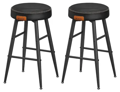 Immagine prodotto di Set di due sgabelli da bar – acciaio, ecopelle – nero – 49,5 x 49,5 x 63 cm