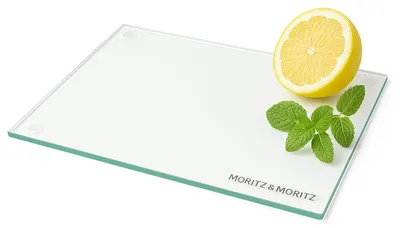 Zdjęcie produktu dla Szklana deska do krojenia, 40 x 30 cm, odporna na plamy i higieniczna, z antypoślizgową powierzchnią